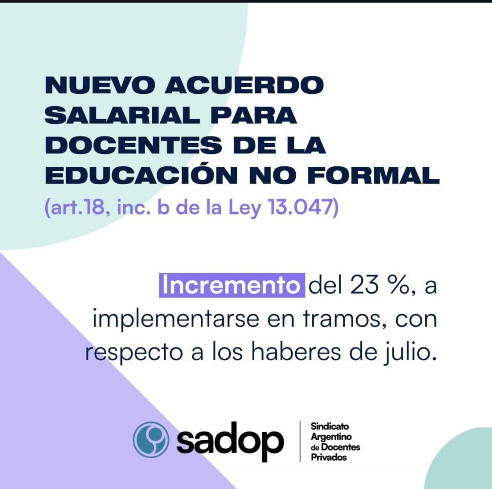 Acuerdo salarial. Docentes de educación no formal