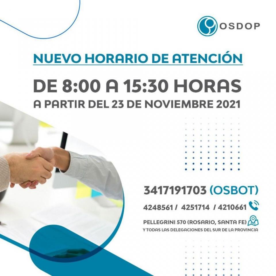Ampliación de horario de atención en OSDOP