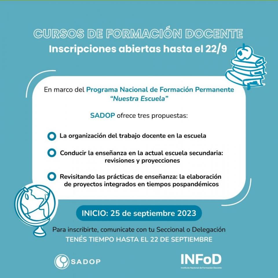 25 de sept. Cursos de formación docente