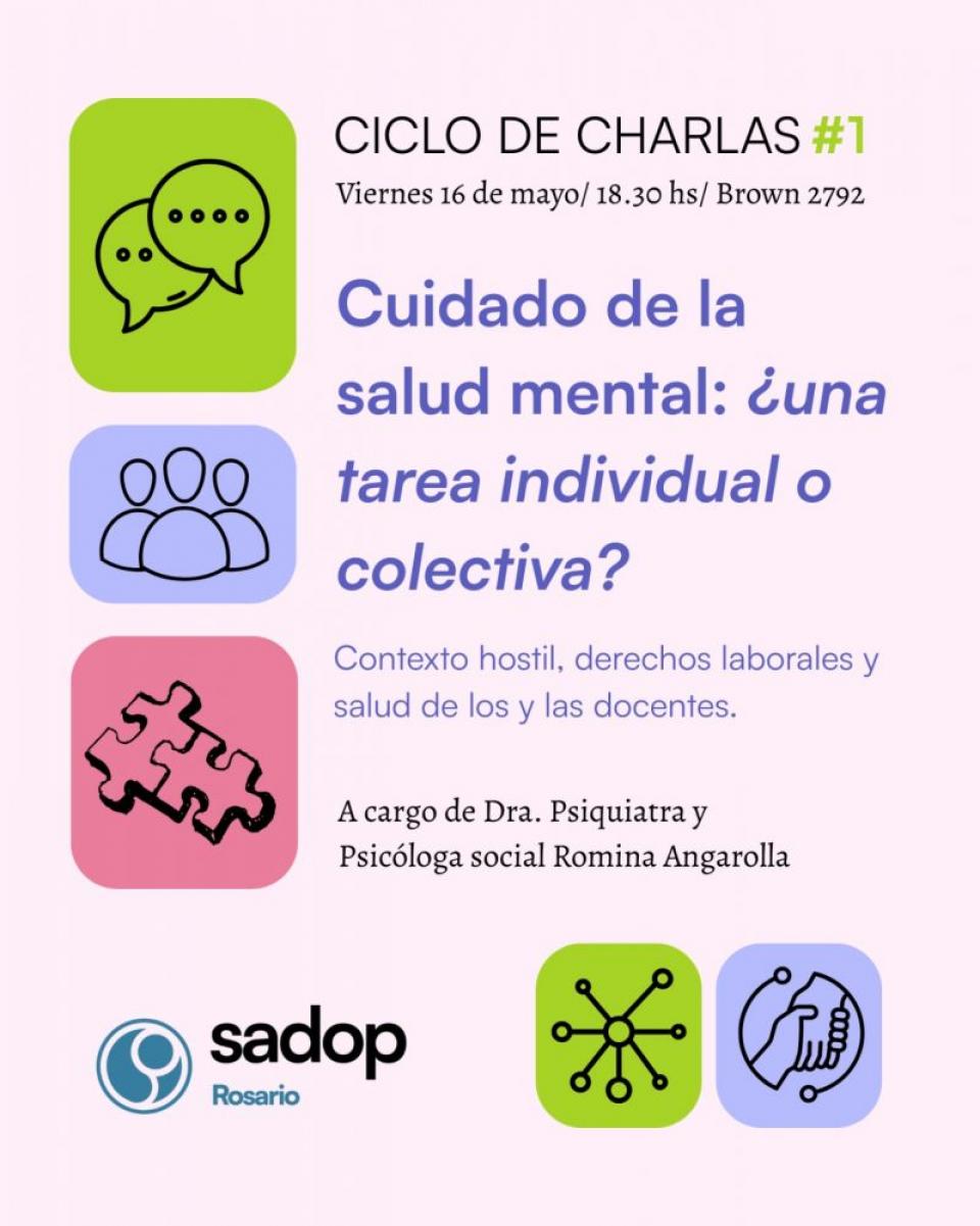 16 mayo. Ciclo charlas Cuidado de la salud mental