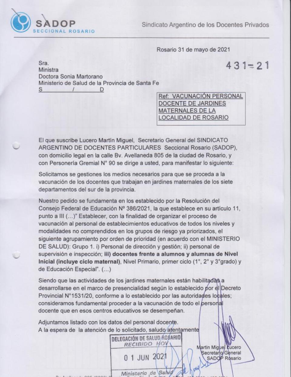 Vacunación de docentes de jardines maternales