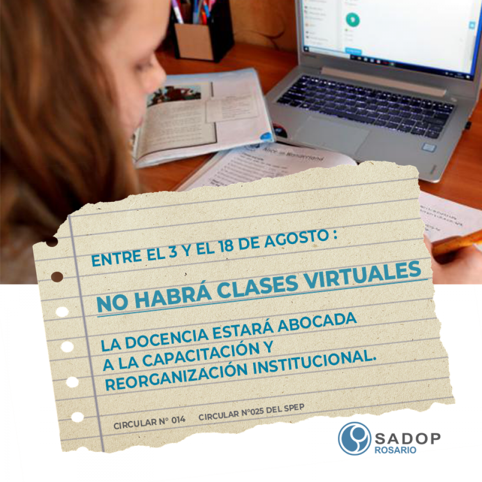 Desde hoy y hasta el 18 de agosto no se dictarán clases virtuales