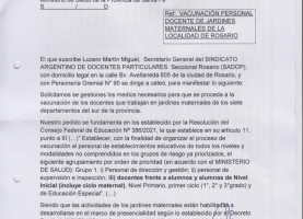 Vacunación de docentes de jardines maternales